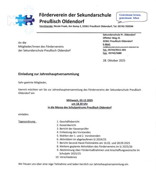 Förderverein der Sekundarschule Preußisch Oldendorf